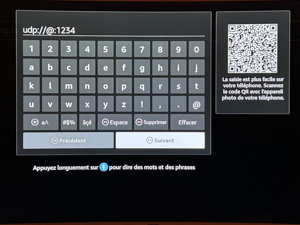 VLC Media Player sur Firestick - Adresse à taper